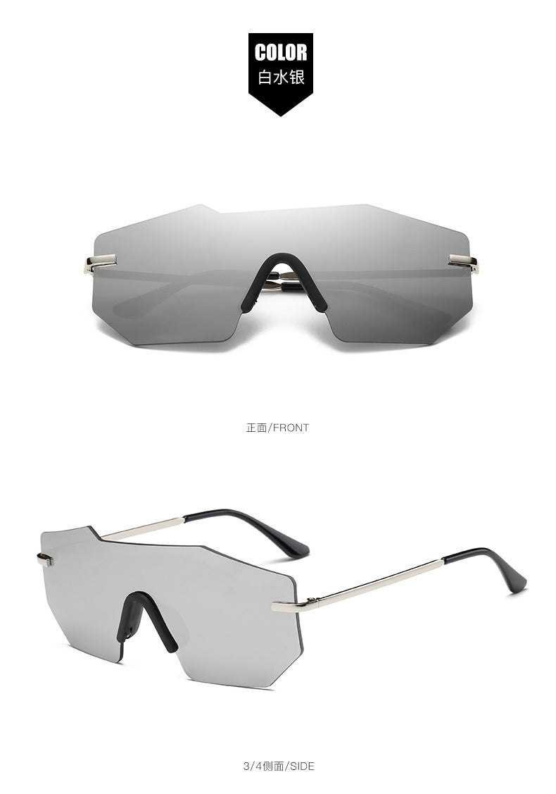 Wholesale Large Frame Siamese Lens Metal Leg PC Sunglasses